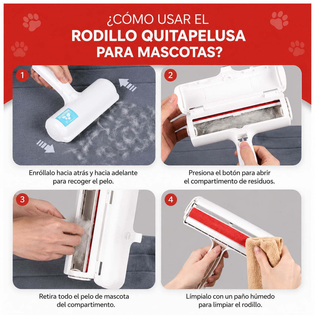 Cepillo para limpiar los pelos de tus mascotas.
